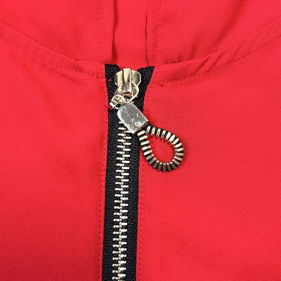 Soft Surroundings Hoodie Blouse Women's Large Zip Red Oversized Sporty Preppy - Picture 8 of 13